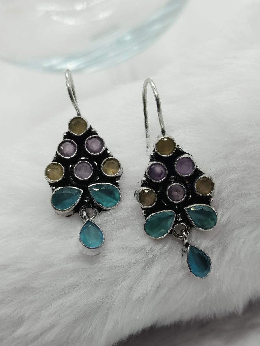 105-1.jpg Multicolor Brass Earrings - Image 1
