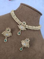Emerald Stone Studded Indian Necklace Set for Women - Image 2