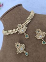 Emerald Stone Studded Indian Necklace Set for Women - Image 3