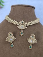 Emerald Stone Studded Indian Necklace Set for Women