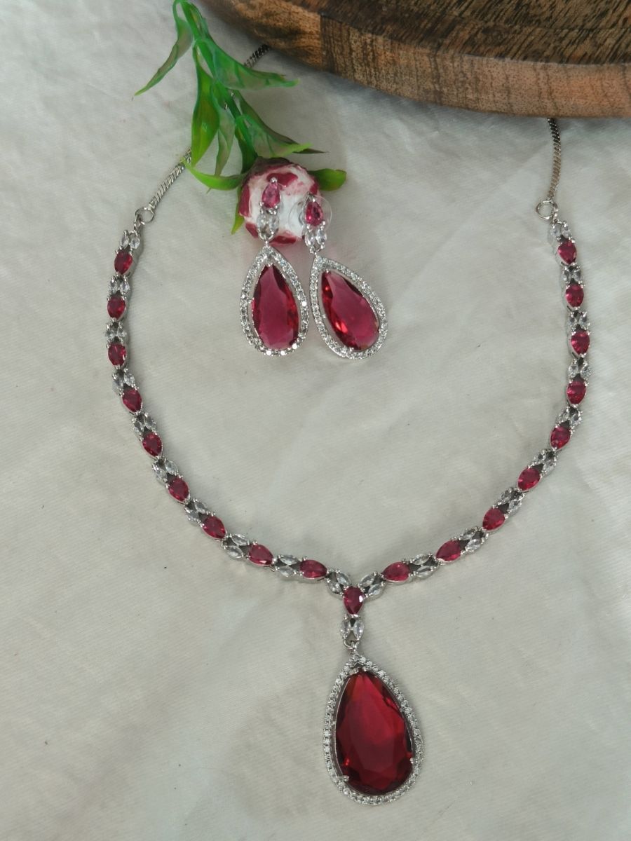 13.jpg American Diamond Necklace Set - Image 1