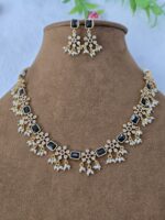 Gold Plated Stone Studded Artificial Necklace Set for Women
