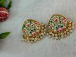 Tanjore Art on Agate Stone Earrings - Image 2