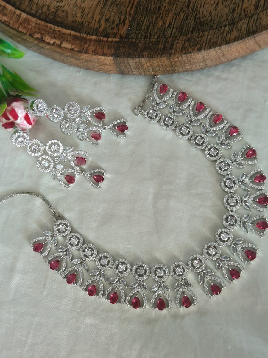 20.jpg American Diamond Necklace Set - Image 1