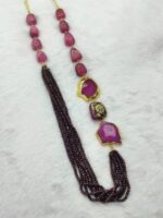 Crystals with Agate and Tanjore art on real ruby necklace - Image 3