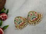 Tanjore Art on Agate Stone Earrings - Image 4
