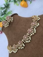 Lotus Shaped 2gm Gold Plated Necklace Set For Woman - Image 2