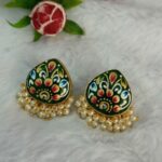 Tanjore Art on Agate Stone Earrings