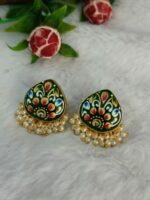 Tanjore Art on Agate Stone Earrings