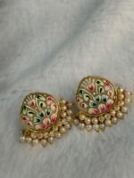 Tanjore Art on Agate Stone Earrings