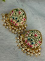 Tanjore Art on Agate Stone Earrings - Image 3