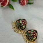 Tanjore Art on Agate Stone Earrings