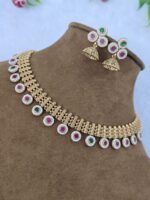 Ruby and Emerald Stone Studded Artificial Necklace Set for Women - Image 2